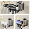 Hair Dryer Stand Wall Mount No Drilling Bathroom Holder with Cord Organizer – Large Capacity, Removable and Washable - 图片 5