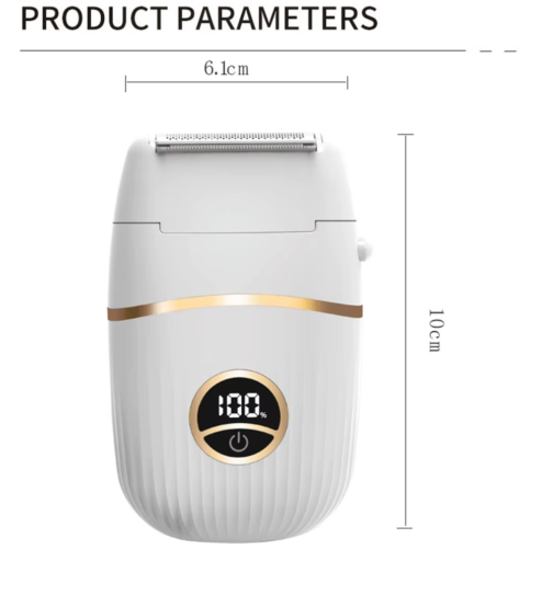 Display image of size parameters for white shaver