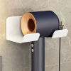 Wall Mounted Hair Dryer Stand Holder – No-Drill ABS Organizer for Bathroom (White / Black) - 图片 8