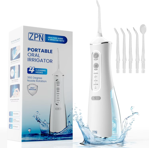 ZPN Water Flosser – Rechargeable Cordless Oral Irrigator with 5 Jet Tips | IPX7 Waterproof for Deep Teeth Cleaning