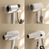 Wall Mounted Hair Dryer Stand Holder – No-Drill ABS Organizer for Bathroom (White / Black) - 图片 5