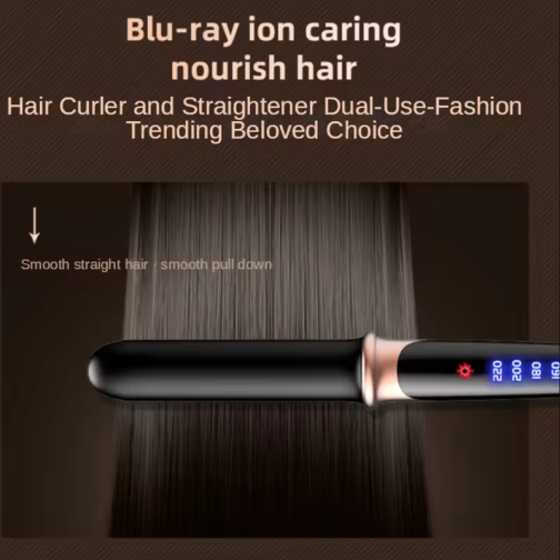 Portable Ceramic Flat Iron – Mini Hair Straightener with Negative Ions & Steam Function for Home & Salon Use - 图片 3