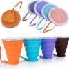 Collapsible Travel Cup 270ml – 100% Food Grade Silicone, Portable, Leakproof with Stainless Steel Rim and Lid – Ideal for Outdoor and Travel