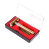 Display image of traditional safety razor blade set (in red and black packaging box)