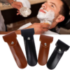 Scene display image of men using waterproof razors and different - colored razor cases